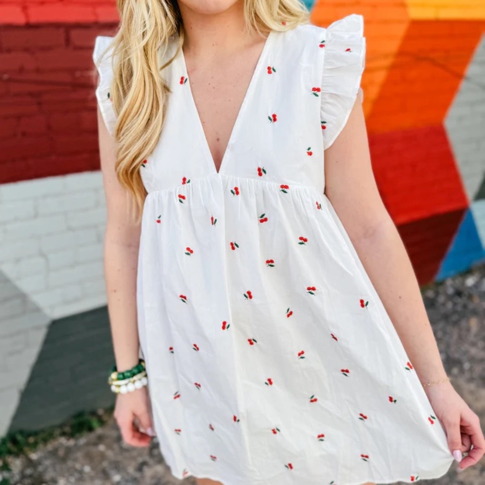 Mustard Seed • Cherry embroidery mini dress - Picture 2 of 6